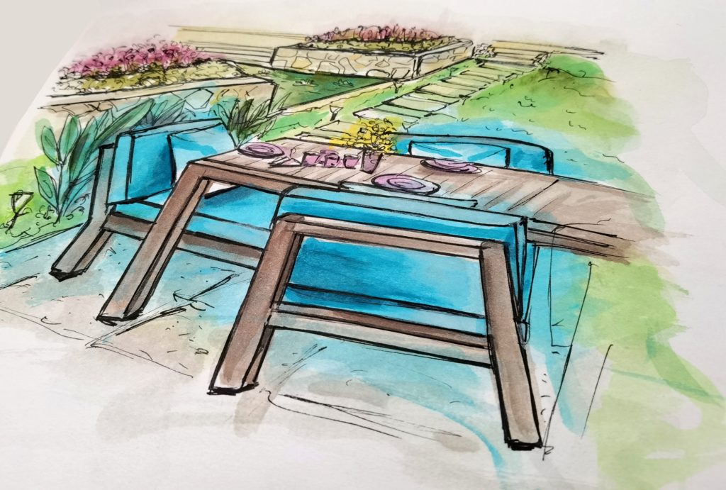 Frey sketch your new garden furniture cushions in turquoise colour to compliment & liven your garden area & family lifestyle.