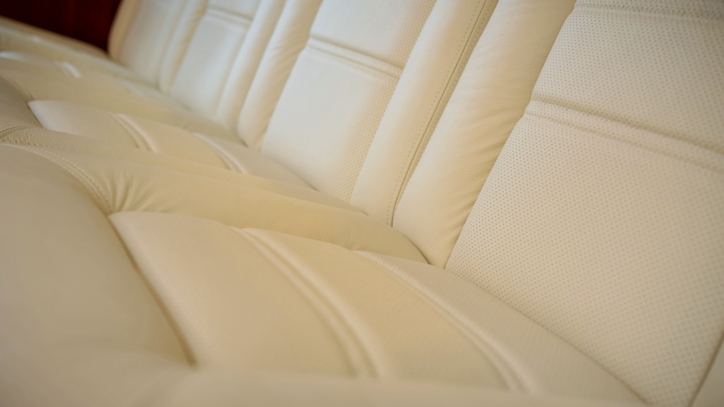 Genuine leather for superyacht Vikal tender interior cushions.
Luxury yacht cushions that are stylish, comfortable and durable.