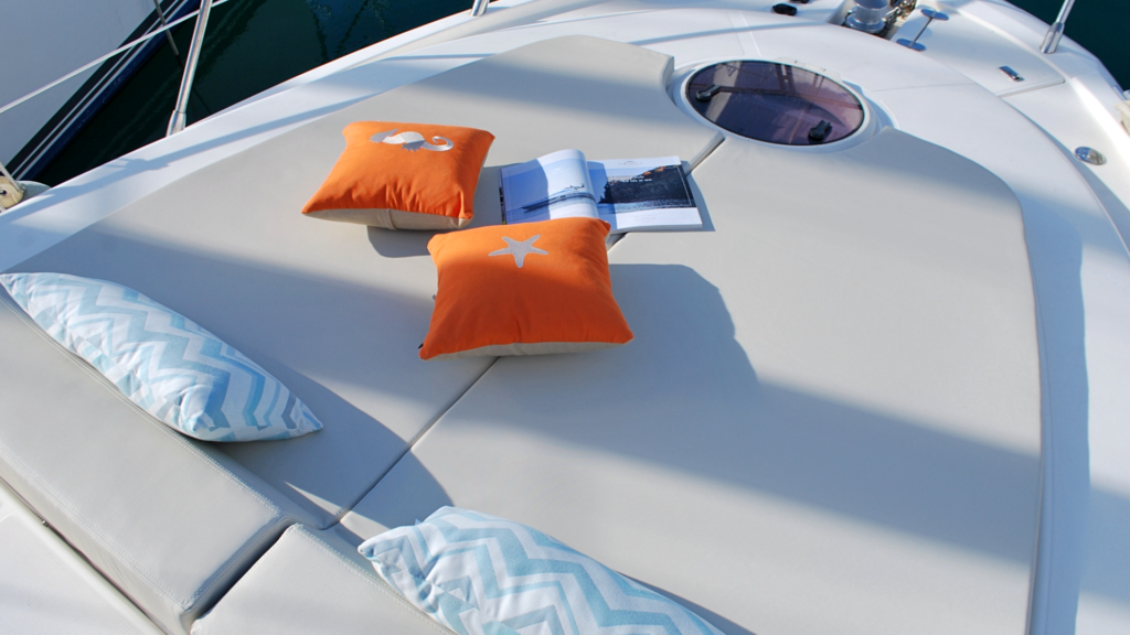 Bespoke sunbed cushions and Luxury Pillows by Frey provide luxurious comfort on your yacht while sailing.