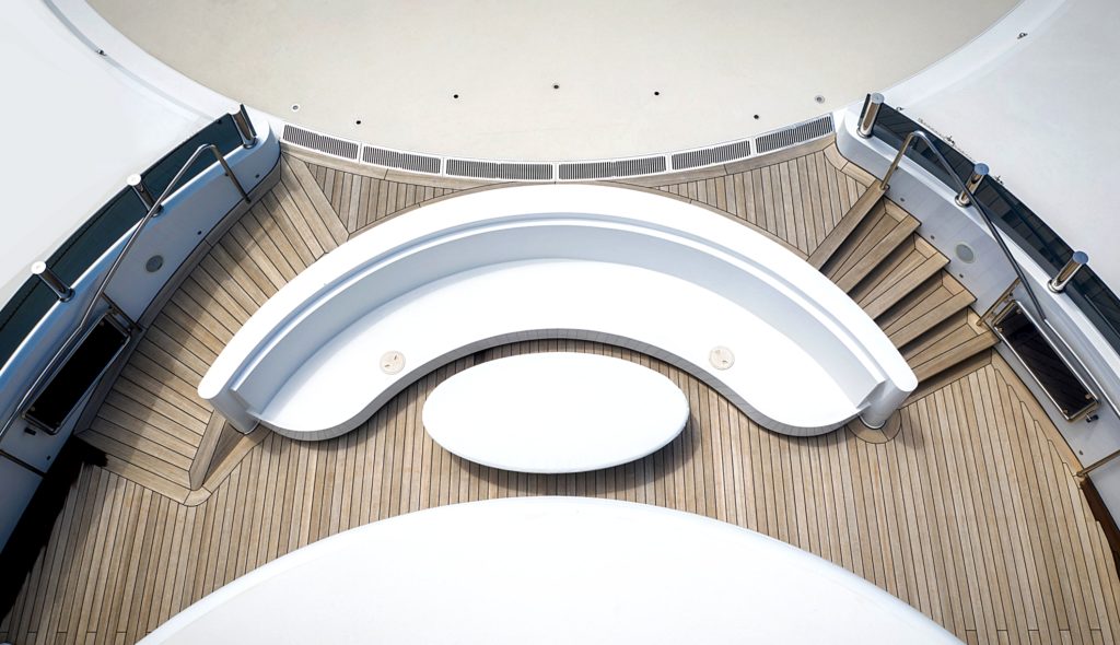 Premium, lightweight protection covers for furniture on superyacht decks. Protection against rain and strong wind gusts. 