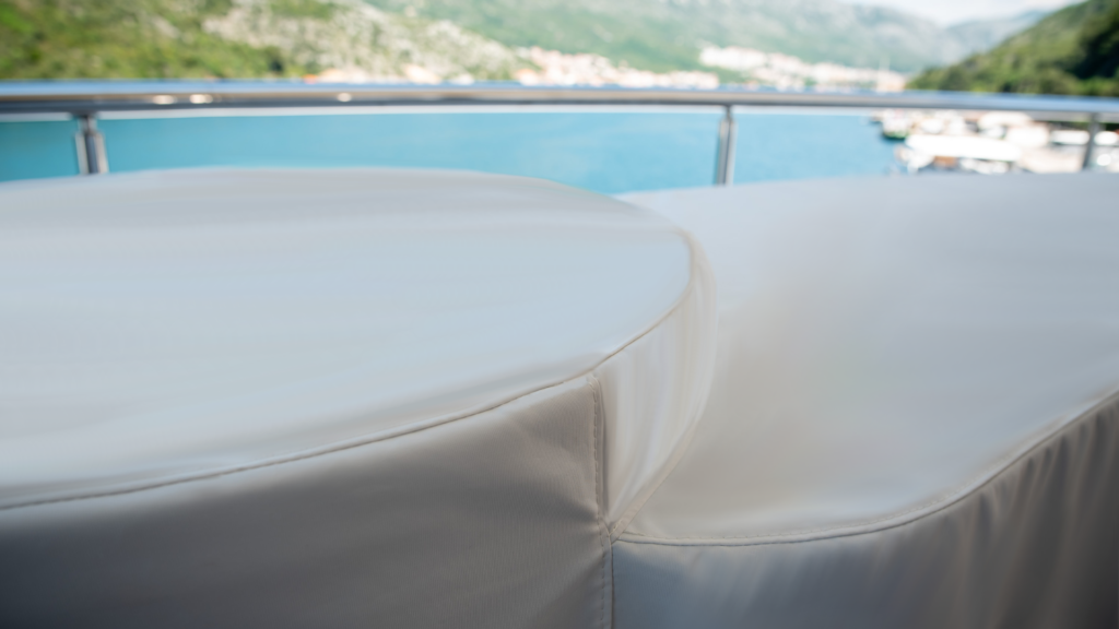 Tailor-made, perfect fit, megayacht deck furniture covers are scratch proof, soft, pliable and easy to maintain and clean.