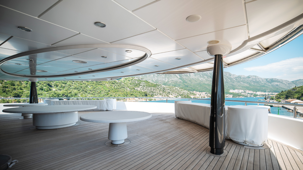 Premium protective covers for superyacht deck furniture. Lighweight, strong, stylish protection for deck tables and bars.