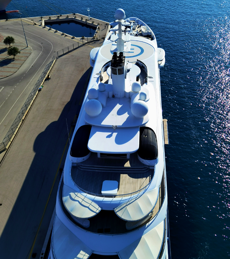 Frey premium custom made, quality protective covers for deck furniture on the Kusch megayacht Al Mirqab.