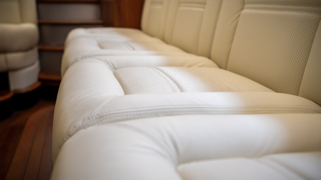 Perforated leather allows airflow, making it more comfortable adding beauty to the cushions of Vikal superyacht tender. 