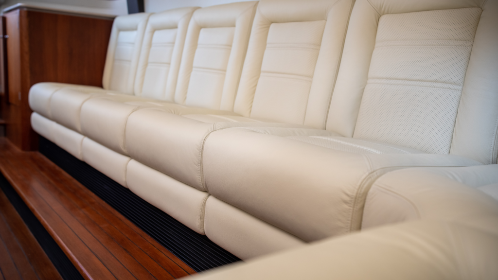 New Vikal Limousine cabin interior reupholstery in soft luxury Italian leather for an elegant and stylish look.